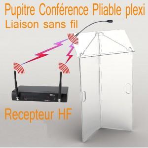 Pupitre de conférence pliable en plexiglas - micro flexible - liaison sans fil 740 MHz_0