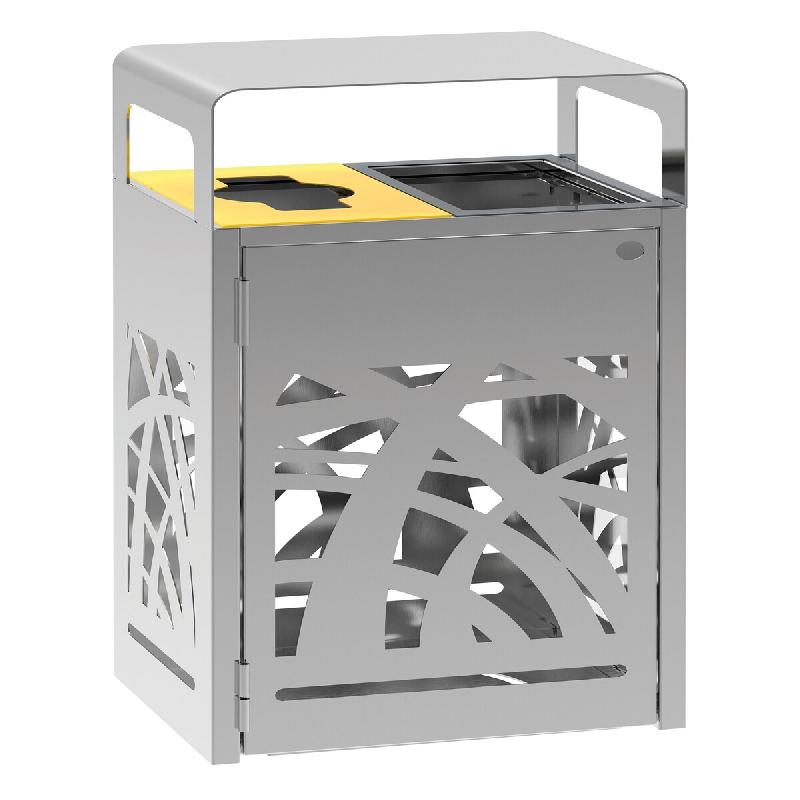 ROSSIGNOL Corbeille de tri anti-nuisible en inox 304 2x60L avec couvercle calibrée + stickers CYBEL EXTREME - gris inox 53607_0