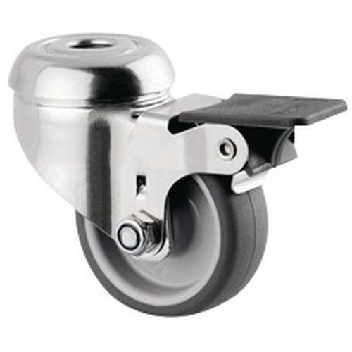 ROULETTE PIVOTANTE INOX À OEIL ET FREIN 40 KG - TENTE