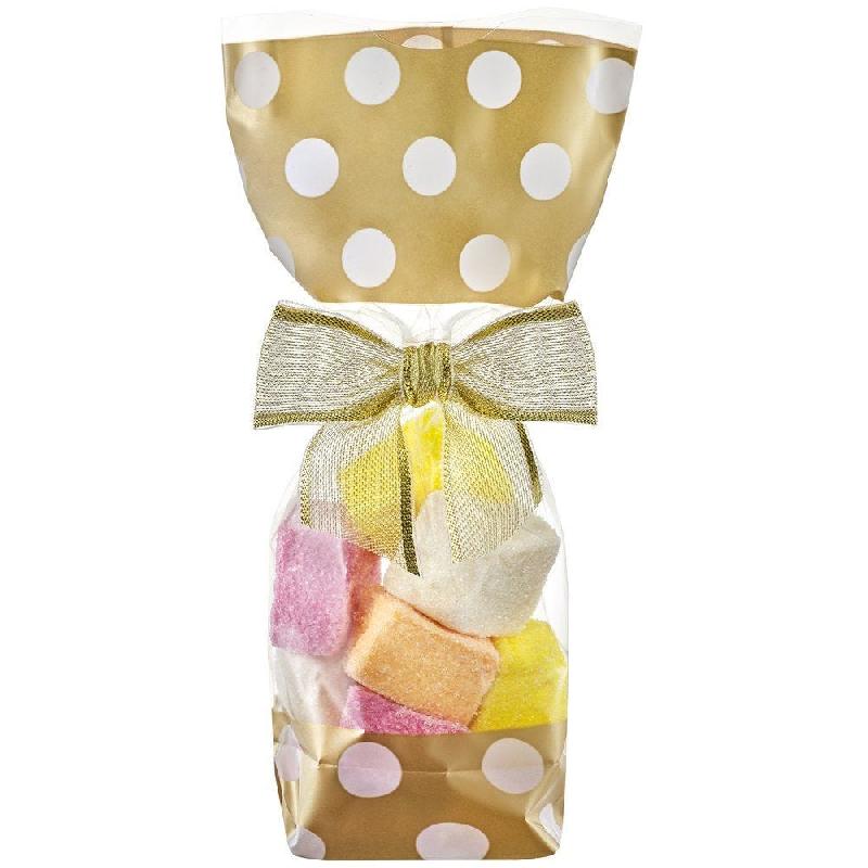 Sachet confiseur imprimé 10 x 22 cm avec fond carton blanc et or - par 100_0