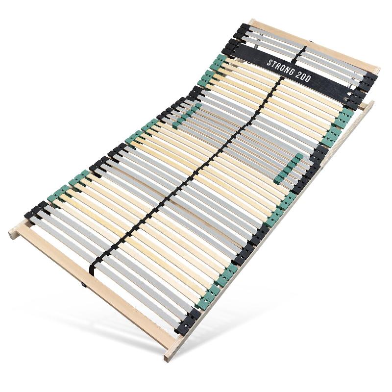 Sleepneo Sommier à lattes PREMIUM STRONG 200 – 80x200 cm, têtière réglable, 7 zones, 42 lattes, fabriqué en Allemagne, jusqu'à 200 kg - marron_0