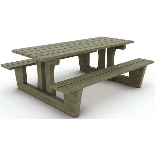 TABLE BANCS QUEFFEN 200X145X75 CM - PIN - MOBEXTAN