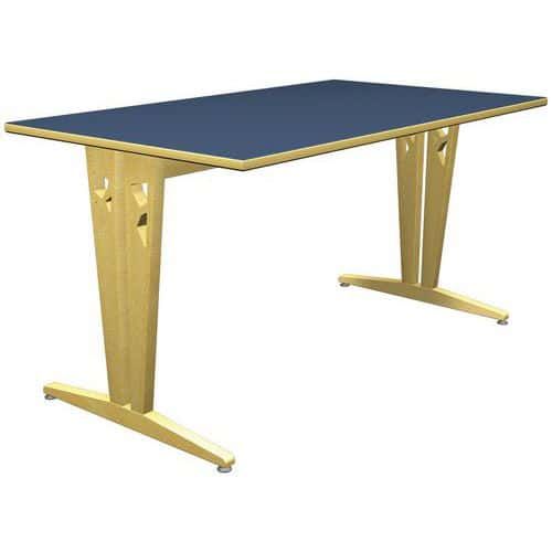 TABLE IRISS 140X80 CM DL - STRAT BLEU COSMIQUE/HÊTRE NATUREL
