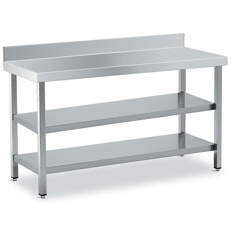 Tables Inox de Travail DISTFORM Premium avec Dosseret et 2 étagères - Profondeur 700 mm - 1100_0
