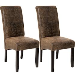 Tectake Lot de 2 chaises aspect cuir - marron foncé -401596 - marron matière synthétique 401596_0