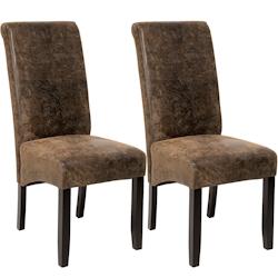 Tectake Ensemble de 2 chaises de salle à manger aspect cuir marron foncé - 401596 - marron matière synthétique 401596_0
