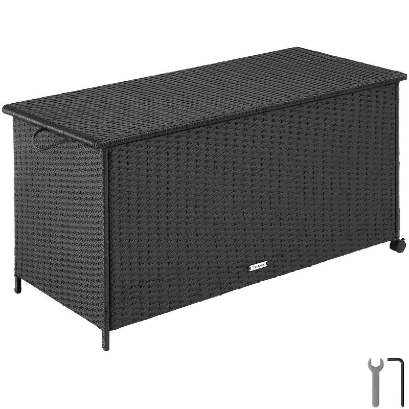 TecTake GmbH tectake Boîte de rangement Kuusamo, en rotin, avec structure en aluminium et roulettes  Noir - noir multi-matériau 406422_0
