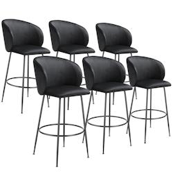 Tectake Chaise de bar avec dossier LUANA aspect velours - noir/noir, Lot de 6 - 405865 - noir polyester 405865_0