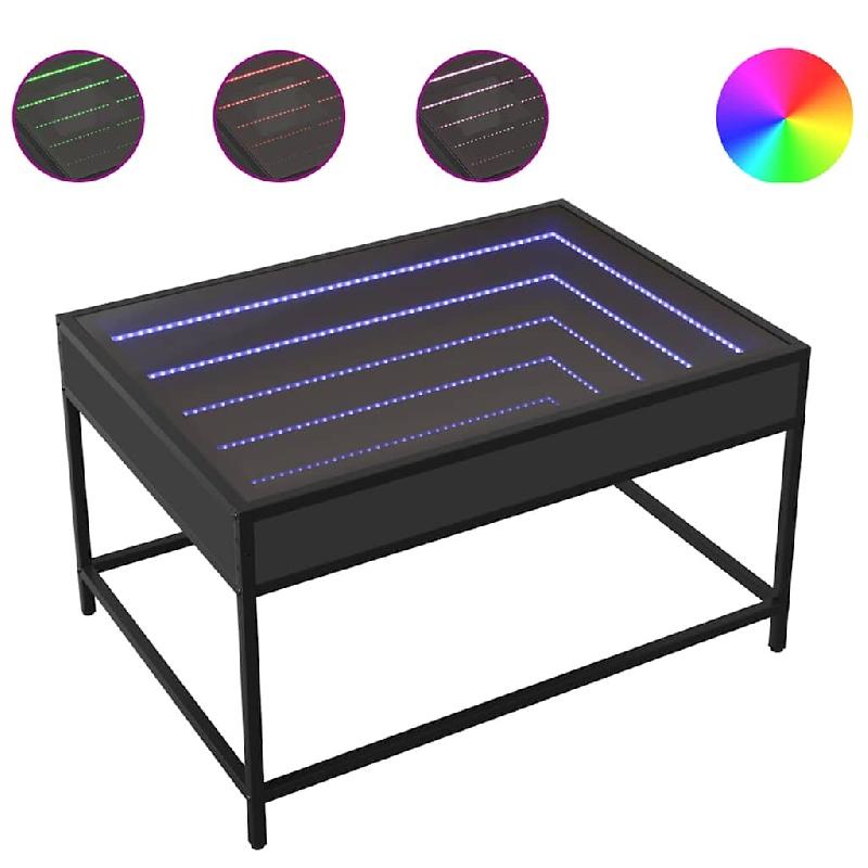 VidaXL Table basse avec LED infini noir 70x50x41 cm Modèle Eclipse Chic - 847682_0