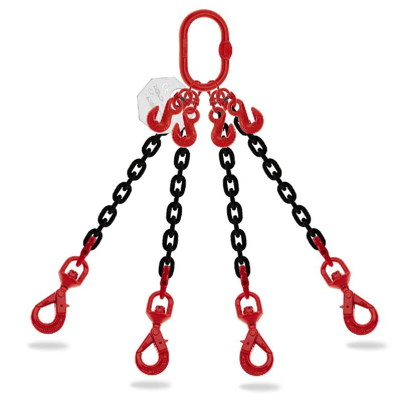 Élingue chaîne 4 brins - diamètre 20 mm - crochet automatique à émerillon avec crochet raccourcisseur - ECAER42002_0