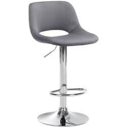 Décoshop26 - Tabouret de bar chaise haute x1 avec repose-pieds en velours gris foncé piètement métallique chromé 10_0004595 - gris 3000252190877_0