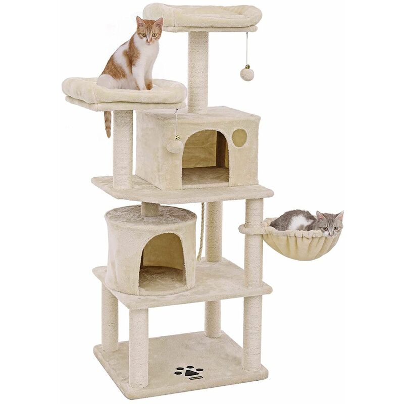 Feandrea Arbre A Chat Hauteur De 152cm Colonne En Sisal Panier Et 2 Niches Tour A Chat Pour Chats Beige Par Songmics Pct90m Beige Comparer Les Prix De Feandrea Arbre A