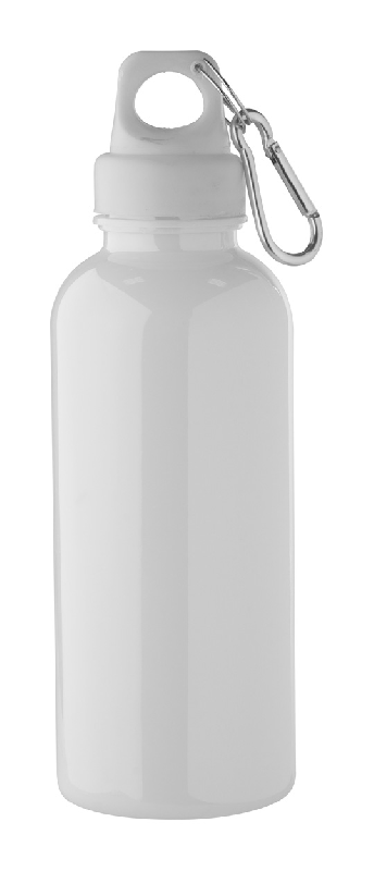 Gourde en plastique avec mousqueton - 600 ml - Couleur blanche - 55 g_0