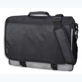 JUSCHA SACOCHE MESSENGER WAVE EN POLYESTER NOIR/GRIS COMPARTIMENT ZIP - DIMENSIONS : L46 X H35 X P12 CM