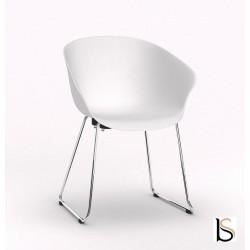 Lot de 4 chaises polyvalentes Hop - Mobel Linea - pied traineau chromé pour zones d'accueil ou restauration_0