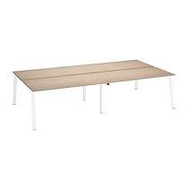 Pôle de 4 bureaux droits chêne clair L 160 x P 80 cm, piétement métal blanc - Arch_0
