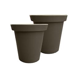 PLAST'UP ROTOMOULAGE Pot de fleurs rond xxl delight 75l- lot de 2 - TAUPE - marron 0637962080438_0