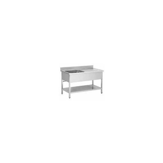 Plonge inox 100x70x95cm - 1 bac avec égouttoir à droite - structure en acier inoxydable_0