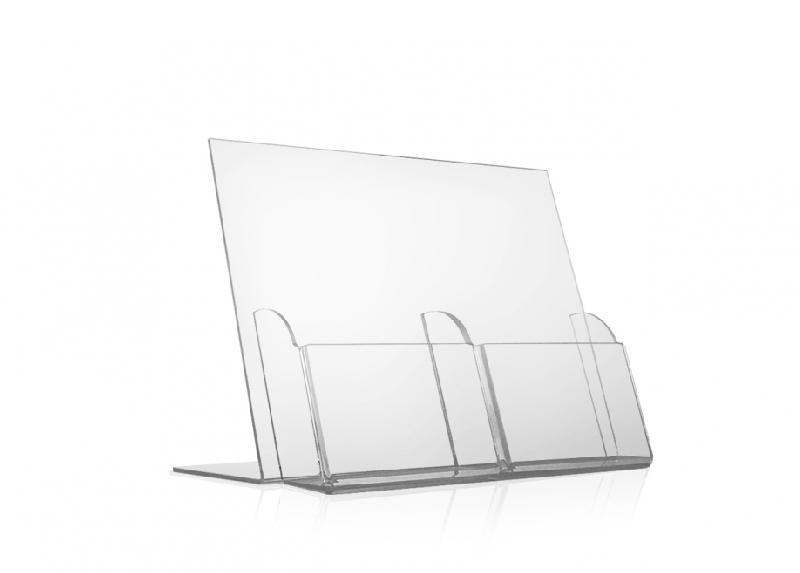 Présentoir 2 cases - Porte-leaflet A6 transparent - Porte-visuel de comptoir_0