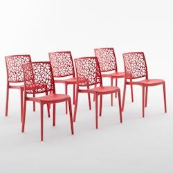 RATTATAN Set 6 Chaises en polypropylène avec fibre de verre empilables pour extérieur et jardin, bar et restaurant, cuisine design moderne - ANNA -_0