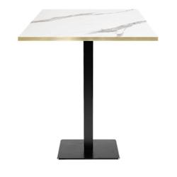 Restootab - Mange-debout 70x70cm - modèle Milan marbre blanc chants laiton - blanc TB-MILFF-7070M-MB.BLA-LAI_0