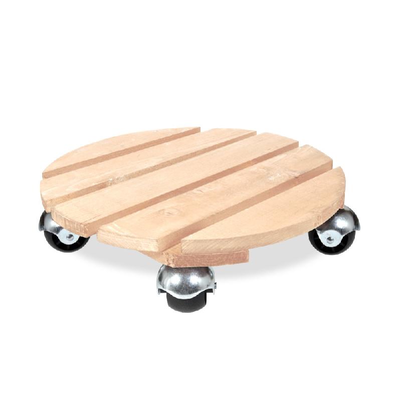 Roule-plante en bois rond brut - Basics - 37,5 cm - Socle roule-plantes_0
