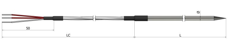 Sonde à résistance à piquer (RTD) Standard PP01 - Pt100, Pt500, Pt1000 - Classe A ou B - Diamètre de gaine 3 à 6 mm_0