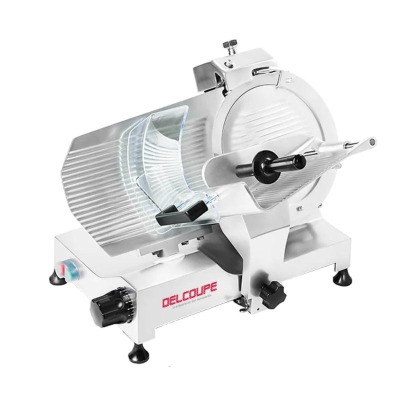 Trancheuse à viande professionnelle Luxy aluminium Delcoupe - Affûteur intégré - Tailles de coupe 300 et 350_0