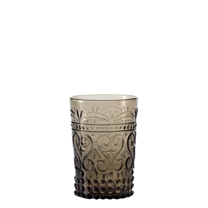 Zafferano Lot de 6 Gobelets Provenzale Gris en Verre Coloré dans la Masse Travaillé à la Main avec Décoration en Relief Élégant pour Table Rusti_0