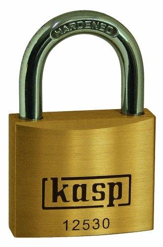Cadenas en laiton premium KASP K12530 - Or/Argent - 30 mm avec anse en acier durci et mécanisme double fermeture_0
