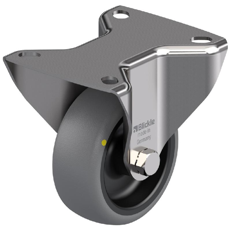 Roulette fixe en acier inoxydable de 80 mm avec thermoplastique gris conducteur d'électricité._0