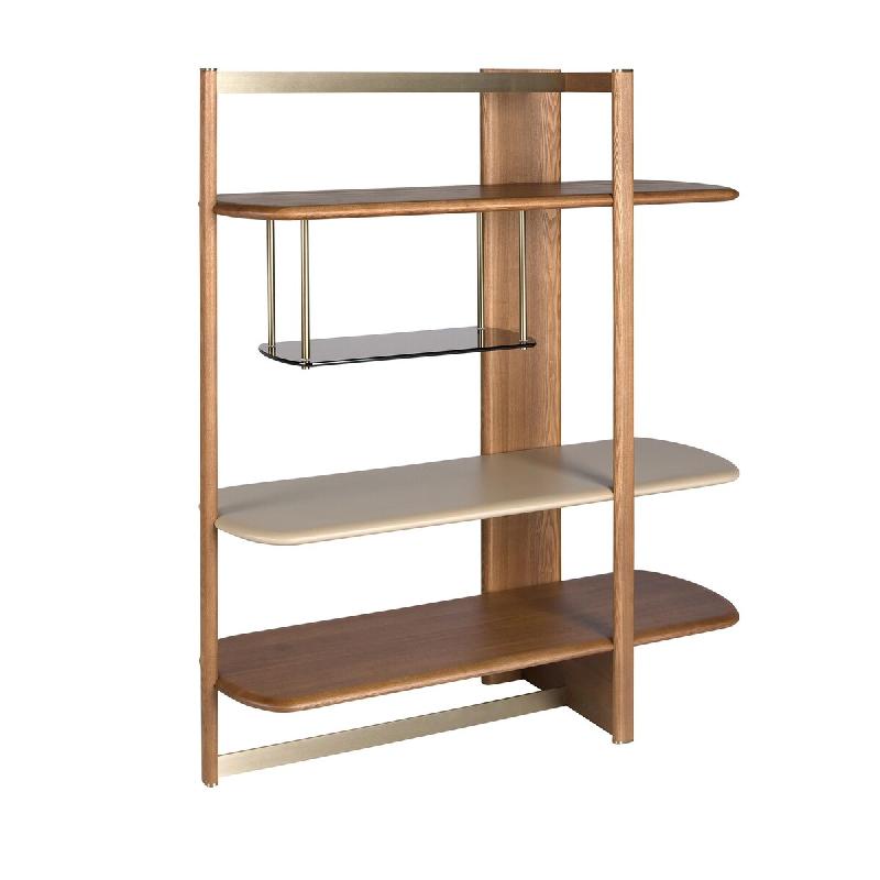 AC ANGEL CERDA Angel Cerdá Étagère rectangulaire droite en noyer clair et bois coloris greige 3299C 140 x 50 x 162 - marron Bois manufacturé 84356_0