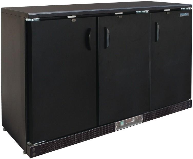 Arrière-bar réfrigéré 3 portes pleines - 335L - coloris noir - éclairage LED - dégivrage automatique_0