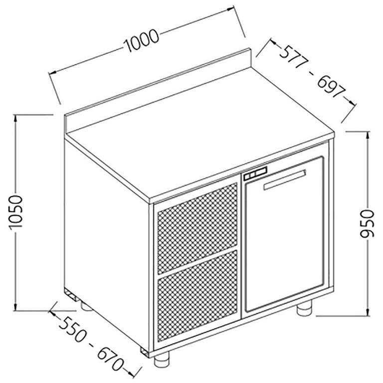 Arrière-comptoirs réfrigérés b t  avec moteur avec dosseret - 1000x670x1050 mm - NLBT10X_0