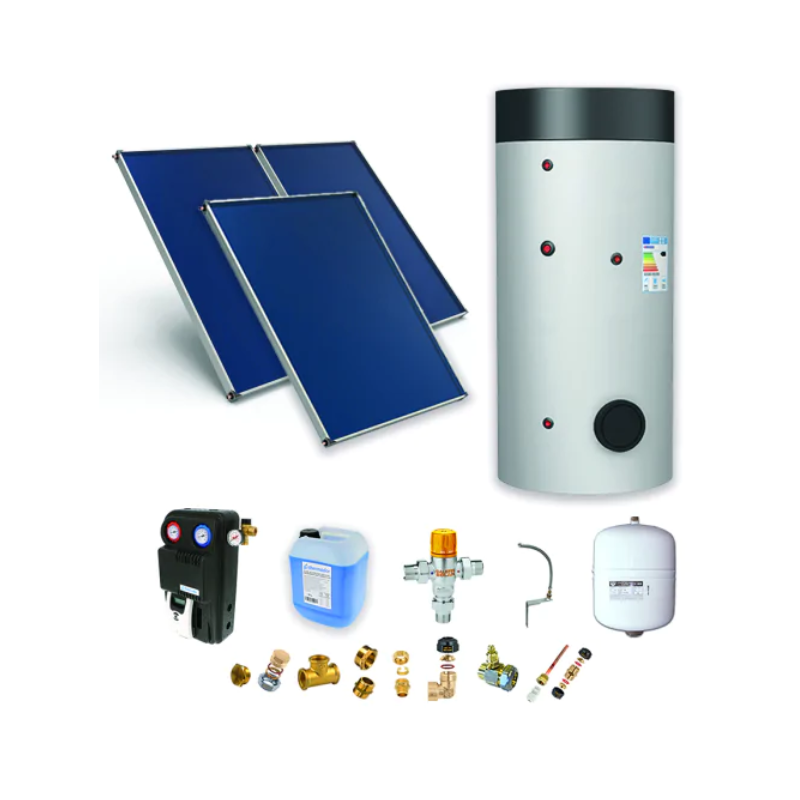 Astrea Pack D - SSC toiture plate 3 capteurs solaires, ballon combiné 300L production ECS semi-instantanée, accessoires - Thermador - PSOLCHECSP33TP_0