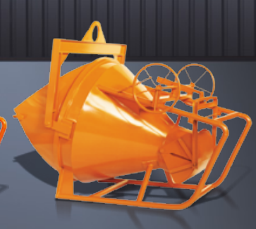 Benne à béton couchée - à volant 1019 V - forme cylindro-conique avec sortie droite_0