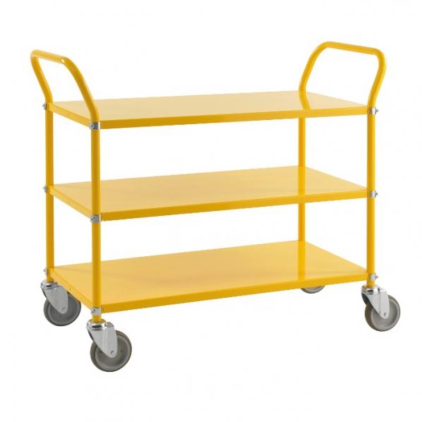 Chariot de service 3 tablettes - Jaune - KONGAMEK - 250 kg - Avec ou sans freins_0