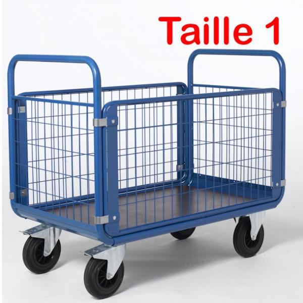 Chariot de manutention 4 côtés grillagés - capacité jusqu'à 500 kg - Rolléco_0