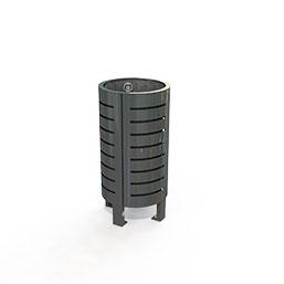 Corbeille publique avec bac en tôle d'acier - Fixation platine - Contenance 40L - Thermolaquage gris 7016_0