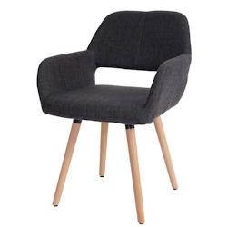 Décoshop26 - Chaise de salle à manger bureau visiteur sans roulette design rétro en tissu gris foncé pied en bois clair 04_0002147 - gris 30002528_0
