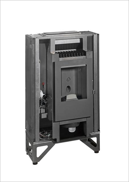 Insert à granulés MP938 - façade acier gris, habillage céramique émaillée et Multifuoco System®_0