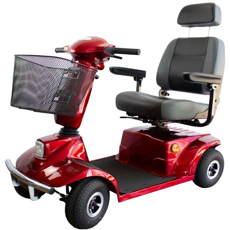 SCOOTER ÉLECTRIQUE POUR HANDICAPÉS | 4 ROUES | PREMIUM | AMOVIBLE | AUTON. 30 KM | 12V | BORDEAUX | LIBRA | MOBICLINIC