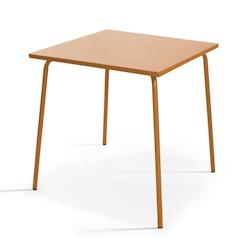 Oviala Business Table de jardin carrée en métal caramel 70cm - marron acier 113935_0