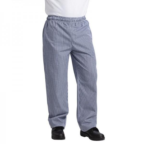 Pantalon de cuisine mixte petits carreaux bleus et blancs (Taille: M (86- 91cm))_0