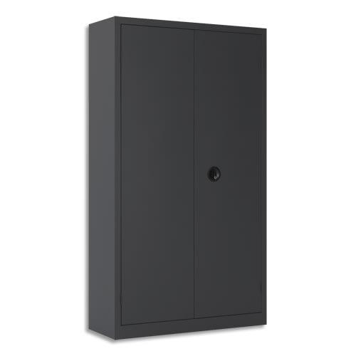 Pierre henry armoire haute monobloc corps et rideau anthracite, porte battante - dim l90 x h180 x p43 cm_0