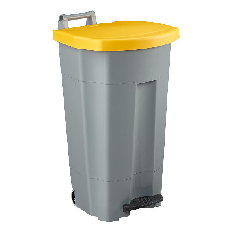 Poubelle mobile à pédale HACCP - tri sélectif 90L - polyéthylène haute densité_0