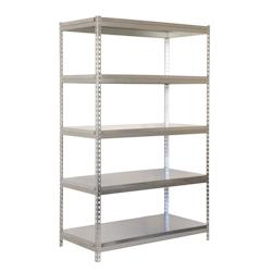 PROREGAL Étagère pour charges lourdes METAL YETI LIGHT FIVE | HxLxP 200x120x45cm | Charge du compartiment 300kg | Galvanisé - argenté métal PR_RS_0