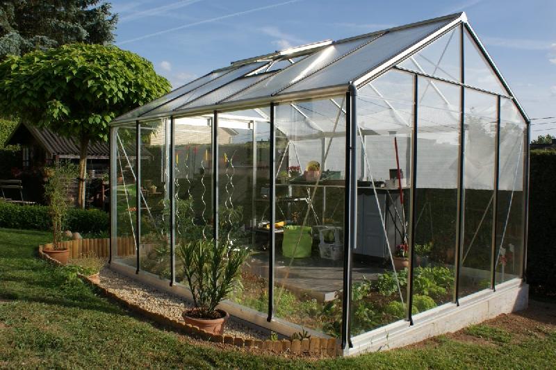 Serre R305h à parois droites - verre sécurit 4 mm - structure aluminium - garantie 12 ans - livraison gratuite_0