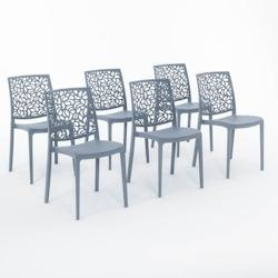 RATTATAN Set 6 Chaises en polypropylène avec fibre de verre empilables pour extérieur et jardin, bar et restaurant, cuisine design moderne - ANNA -_0