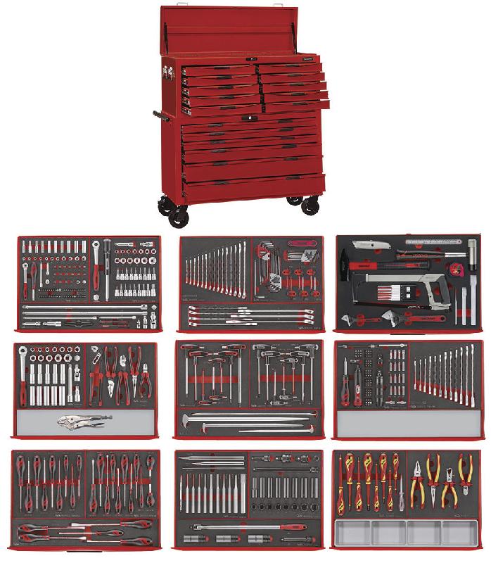 Servante rouge foam mega master set tiroirs et coffre superieur Teng Tools TCEMM699STK_0